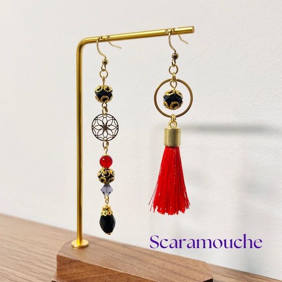 Scaramouche earrings | Genshin impact inspired accessories | Wanderer | lotus tassel earring | asymmetric earring | anime cosplay jewelry