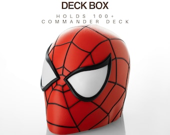 MTG Commander Deck Box 100+ Double Sleeved – Spider Man Hero Head Card Storage