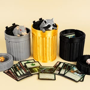 Boîte de rangement poubelle MTG | Couvercle raton laveur ou rat | EDH Commander Accessoire | Contient 100 cartes