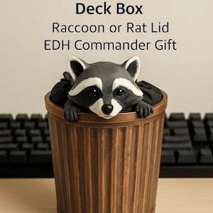 Envio internacional | Caixa de baralho Trashcan Raccoon | Porta-cartas MTG | Comporta 100 cartas | Presente de comandante EDH | Armazenamento Geeky exclusivo |