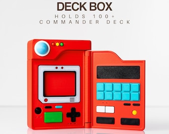 MTG Commander Deck Box 100+ Double Sleeved – Pokédex Retro Device Card Storage with Display Window