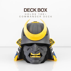Magic: The Gathering Commander Deck Box for 100+ Double Sleeved Cards - Oni Mask Samurai Helmet