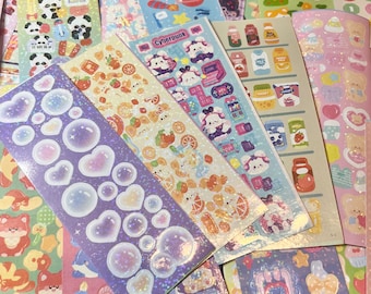 Kawaii Holographic Sticker Pack | Random Sparkly Vinyl Sheets for Journals, Scrapbooks, Planners & Gifts