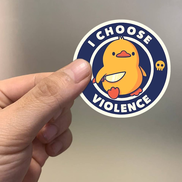 Choose violence vinyl sticker, adult humor sticker