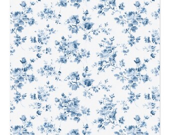 Tela de toile floral azul cortada a medida / Sarga de algodón