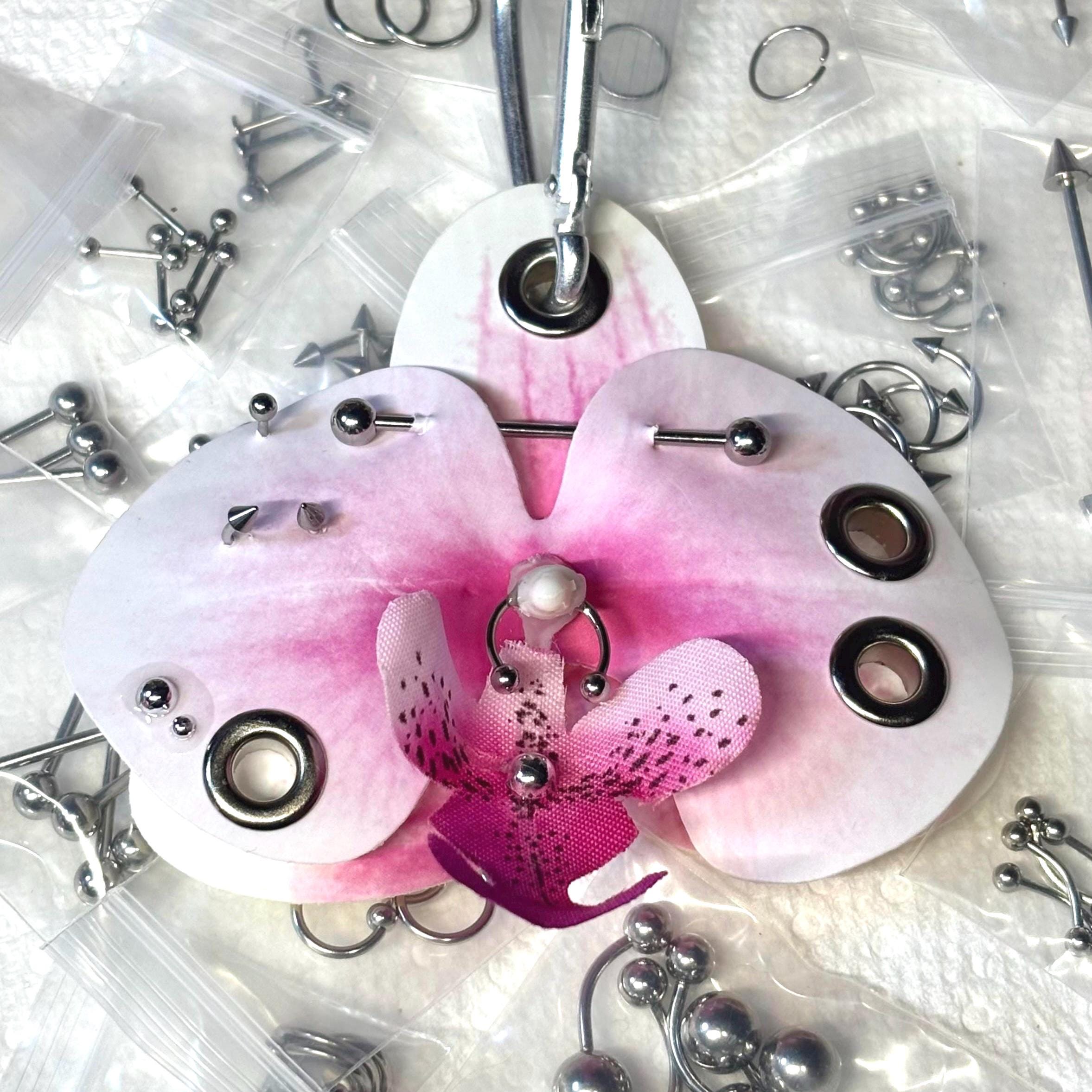 Pierced Orchid Keychain | Gothic Trendy Grundge Keychain for