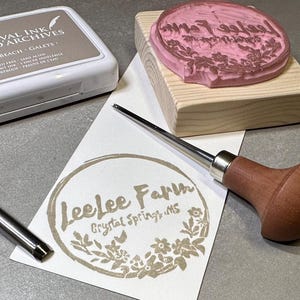 Your Logo Stamp, Hand Carved Custom Small Business Logo Stamp, Handmade Rubber Stamp for Business Owners
