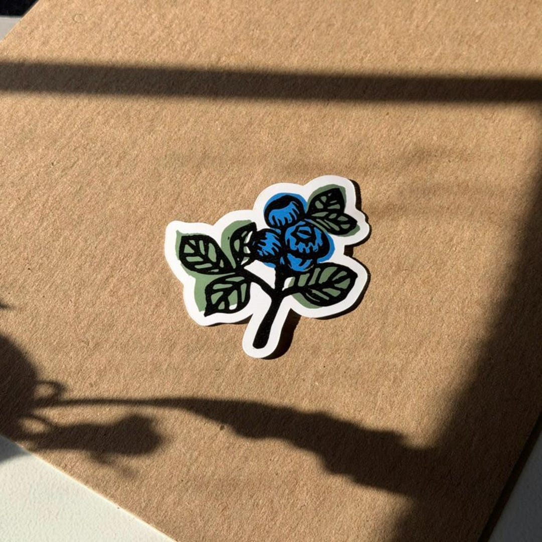 Blueberry Sticker | Block Print Sticker Design - Etsy