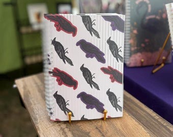 Gothic Raven Notebook Spiral bound | dotted paper A5 Crow notebook