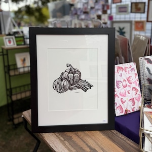 Cajun Holy Trinity Block Print Kitchen Art: Louisiana Onion, Pepper, Celery Art