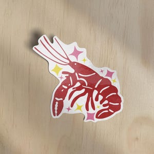 Crawfish Sticker | Block Print Crawfish New Orleans Design Sticker | Louisiana Mardi Gras Crawfish Boil | Crawdad Decal