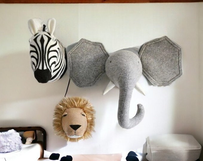 Décoration murale tête d'animal en peluche douce pour chambre d'enfant, décoration de chambre de bébé, têtes d'animal en peluche, décoration de chambre d'enfant, maison d'enfants, têtes d'animal en peluche