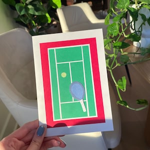 Carte de voeux tennis 15 x 7 pouces