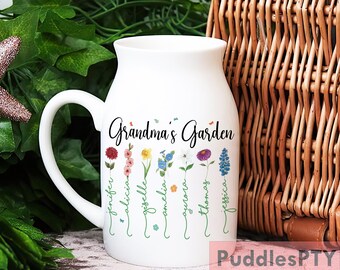 Personalized Birth Month Flowers Mom With Kids Names Flower Vase, Mother's Day Gifts, Custom Gifts For Mom, Mum Gifts Flower Vase