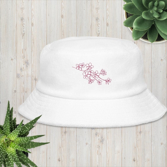 Cherry Blossom Embroidered Sun Hat Cherry Blossom Hand Embroidered Straw Hat – THE HAT CHICK main image 2