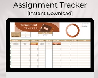 Neutral Tone Assignment Tracker | School Assignment Planner | Google Sheets | Homework Planner | College/University, High School