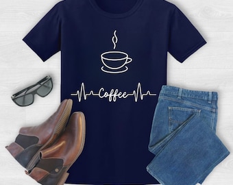 Pulsação do coração do café camiseta de <br> Entrega Rápida? Amante do café camiseta de <br> Entrega Rápida? Camisa do café | Presente para amante de café | Presente de aniversário | Cafeína | Camisa engraçada do café | Humor