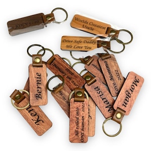Porte-clés en bois personnalisé Porte-clés personnalisé pour petit ami, porte-clés pour enfants, cadeau pour papa, meilleur cadeau, papa en toute sécurité.