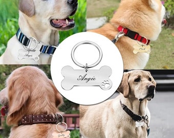 Médaille pour chien personnalisée, Or, médaille en acier inoxydable noir, médaille en os, médaille d'identité personnalisée, médaille pour chien gravée, médaille pour animal de compagnie, médaille pour chat