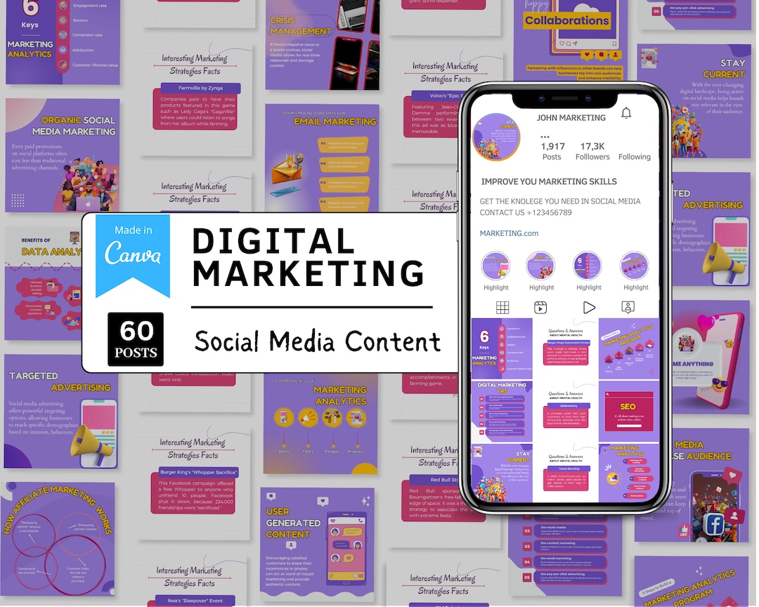 Digital Marketing - Canva Templates Social Media Posts - Etsy