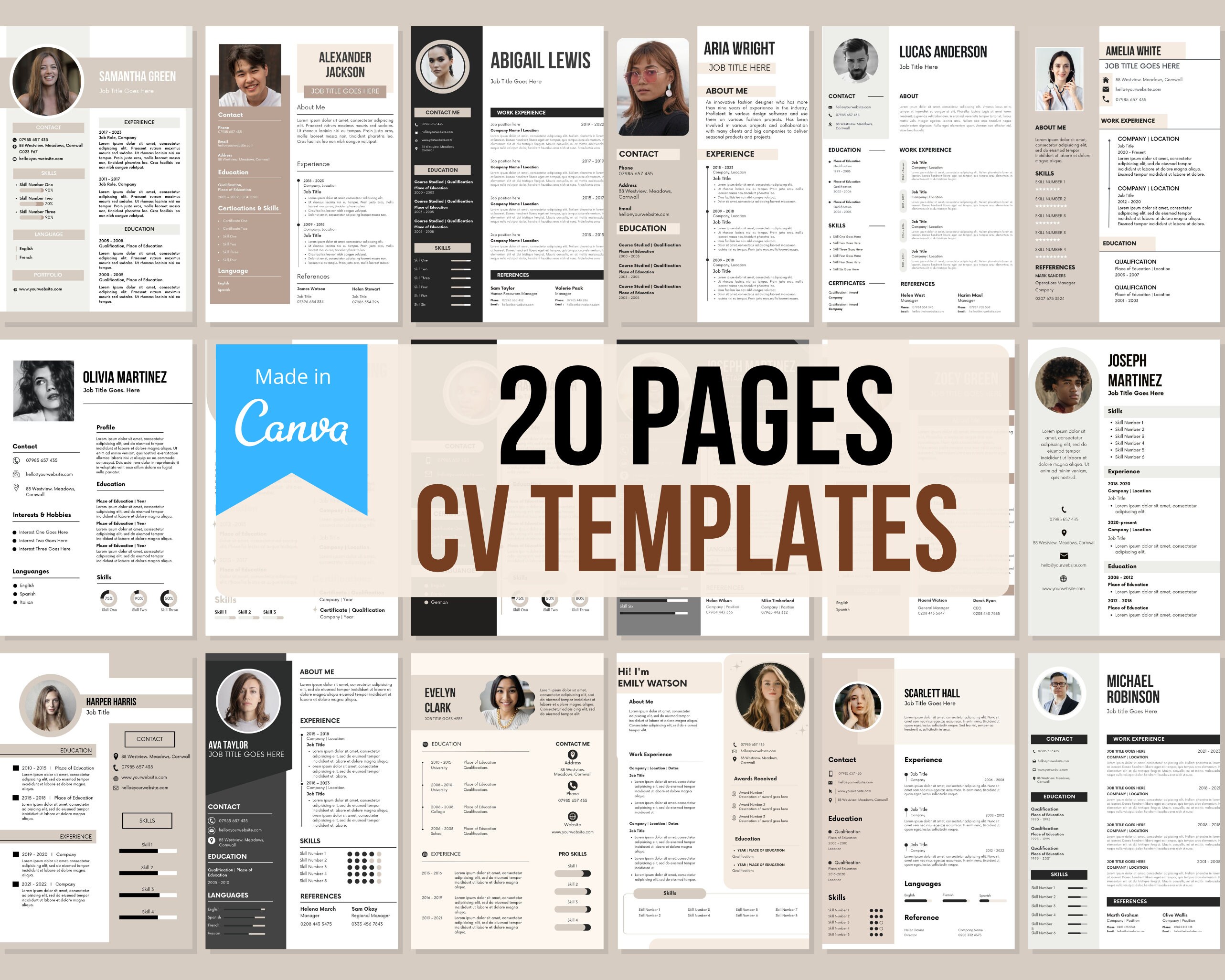 CV TEMPLATES - 20 Canva Templates