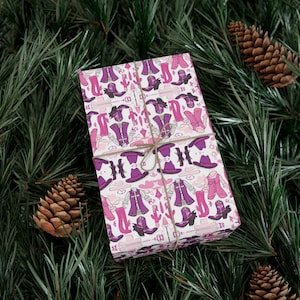 Pink Cowgirl Wrapping Paper, Gifts for Her, Gifts for Kids, Western Aesthetic Party Supplies, Pink Wrapping Paper Roll, Cute Gift Wrap