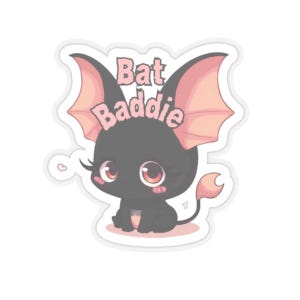 Sticker chauve-souris chauve-souris Stickers chauve-souris Stickers chibi Stickers chauve-souris kawaii Amoureux des chauves-souris Stickers noirs Stickers kawaii Stickers animaux (autocollant rose)