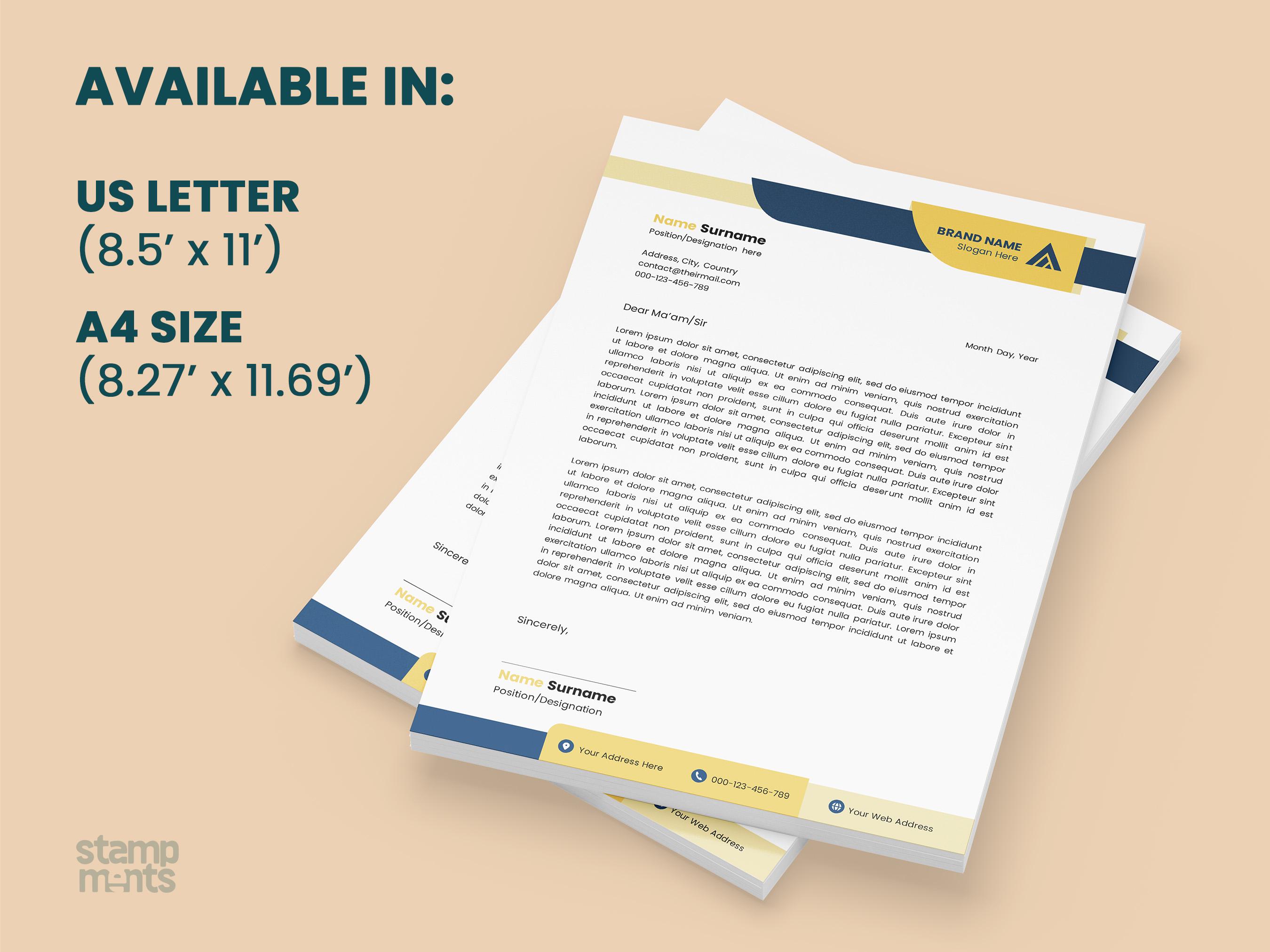 Letterhead Template for Microsoft Word, Editable Letterhead for Small