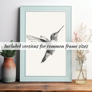 Vintage Hummingbird Sketch Wall Art | Vintage Bird Nursery Print | Antique Bird Illustration | Neutral Minimalist Wall Decor Printable