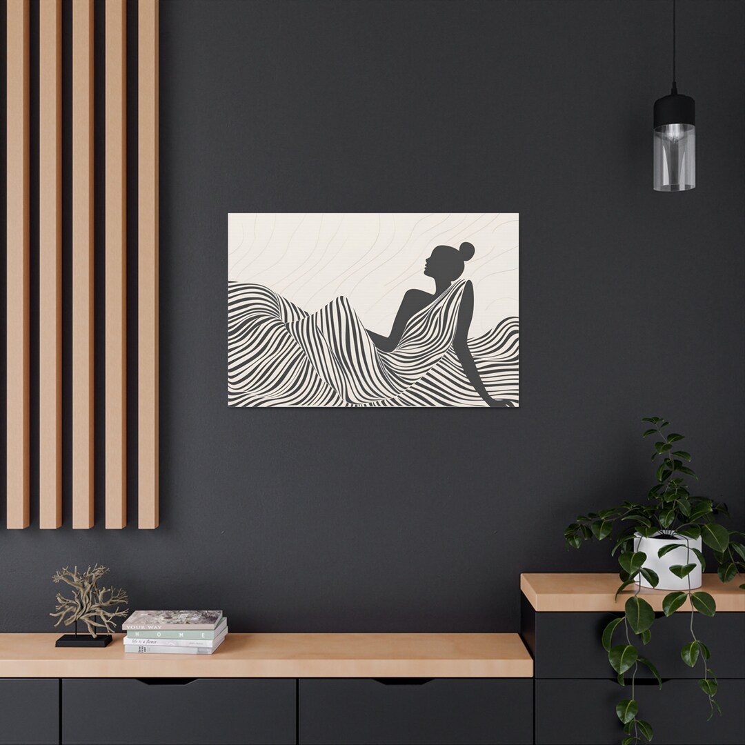 Abstract Woman Silhouette Digital Art Print - Black and White ...