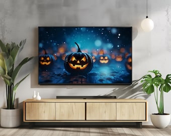 Spooky Jack-O'-Lantern Halloween TV Art – Night Ambiance (Digital Download)