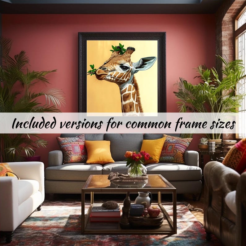 Young Elephant Eating Leaves Safari Nursery Wall Art Boho Jungle Animal