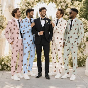Custom Face Print Suit | Personalized Wedding Groomsman 2 or 3 Piece Set