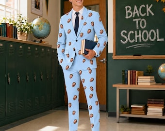 Custom Face Suit for Men, Personalized Back-to-School gift Blazer and Pants