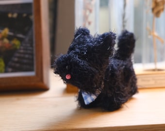 Handmade Scottish Terrier Puppy Desk Decor, Fabric Twisted Stick Dog, Creative Home Decor, Handcrafted Fabric Art, Unique Gift, Table Decor
