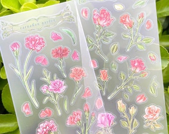 Floral Sticker Sheet | Flower Stickers | Rose and Carnation Stickers for planners, journals bujo, and scrapbooks | Gift