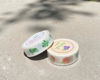 Washi Tape Set | 2 rolls | Leaf Washi Tape | Fruits Washi Tape | Journaling | Wedding guest book | Gift