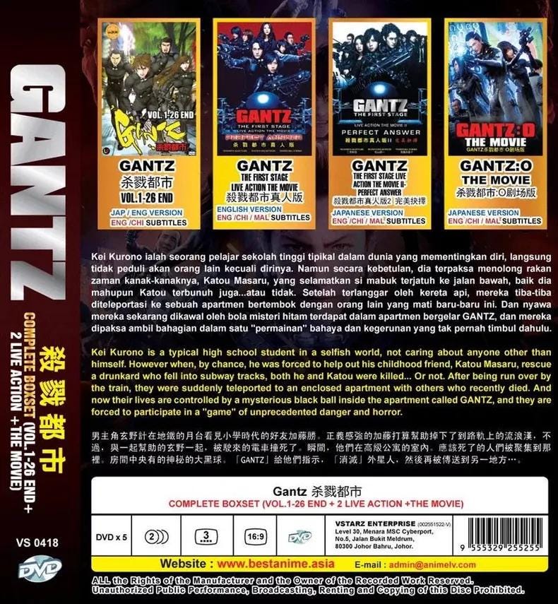 DVD Gantz Complete Boxset Vol.1-26end + 2 Live Action + the Movie