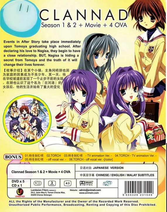 DVD Clannad Season 1&2 Vol.1-44 END + Movie + 4 OVA English