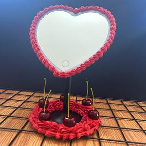 Black Cherry LED Heart Cake Mirror