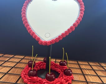 Black Cherry LED Heart Cake Mirror