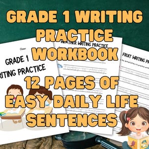 Grade 1 Writing Practice Workbook Tracing and Writing Worksheets |First Grade Sentence Building |Homeschool Handwriting PDF Instant Download