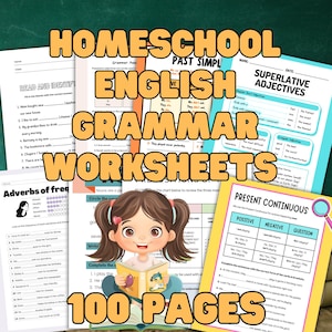 English Grammar Worksheets Grades 2–6 | Homeschool Printable PDF | Language Arts Practice Bundle | 100 Pages Instant Download