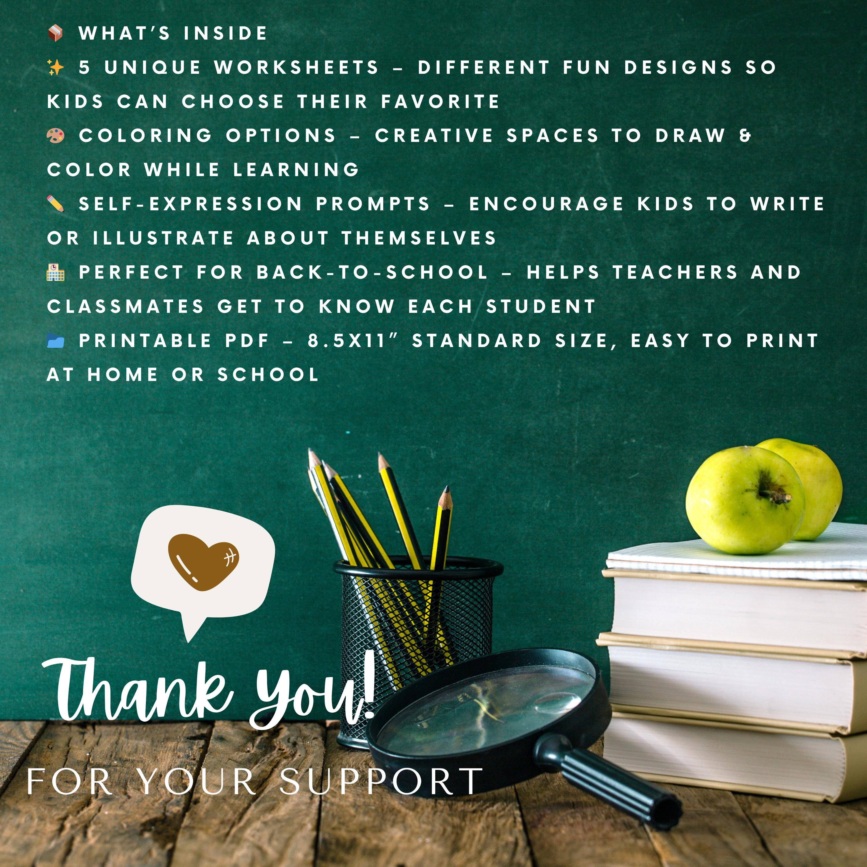 All About Me Worksheet Printable – Back to School Activity PDF for ...
