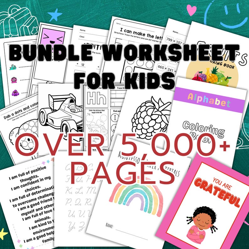 Homeschool Worksheet Bundle 5000+ Pages Ages 3-9 | Math Reading ABC ...