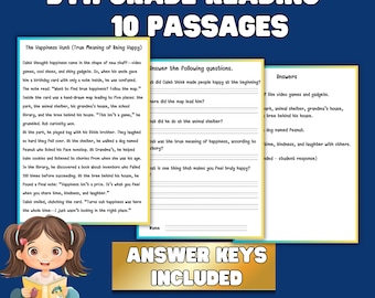5th Grade Reading Comprehension | 10 Passages with Questions, Answer Keys | No Prep PDF
