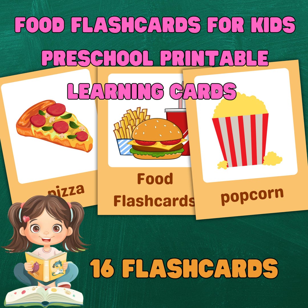Food Flashcards Printable for Kids – 16 Preschool Learning Cards PDF ...