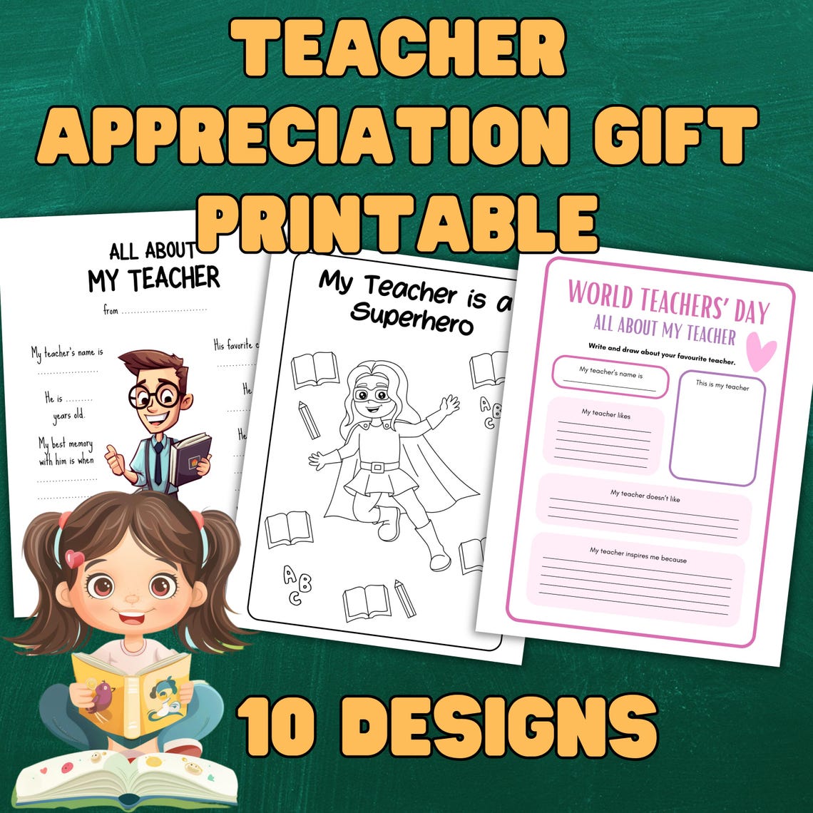 Teacher Appreciation Printable Gift – All About My Teacher Fill-in-the ...