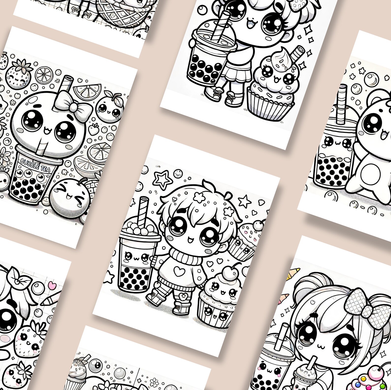 Kawaii Bubble Tea Coloring Worksheets for Kids, Coloring Pages ...