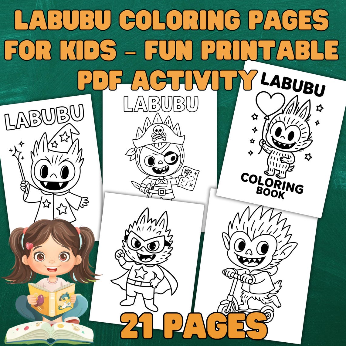 Lububu Math Worksheet Labubu Coloring Book for Kids: 22 Printable Activity Pages (PDF ...